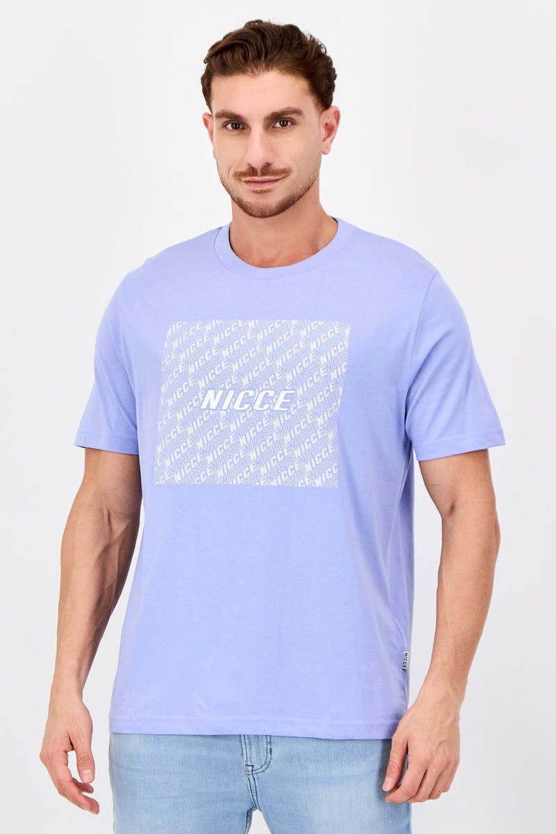 Nicce Men Crew Neck Brand Logo Short Sleeve T-Shirt, Lavender - Image 1